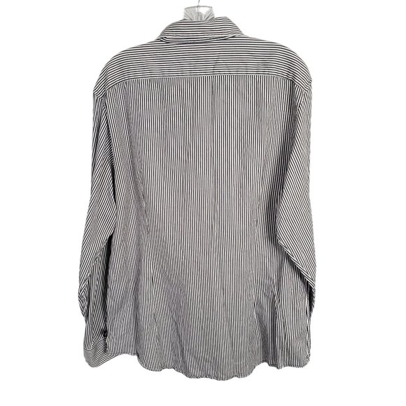 John Varvatos Mens Size XL Shirt Stripe Long Sleeve Back Darts Cotton Gray White - Picture 2 of 10
